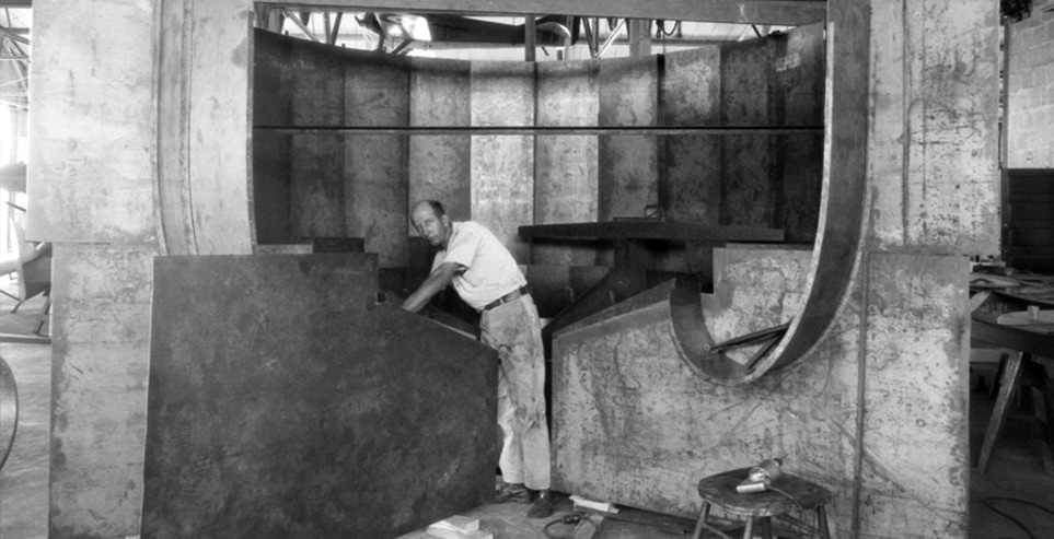 A vertical wind tunnel under construction in 1930